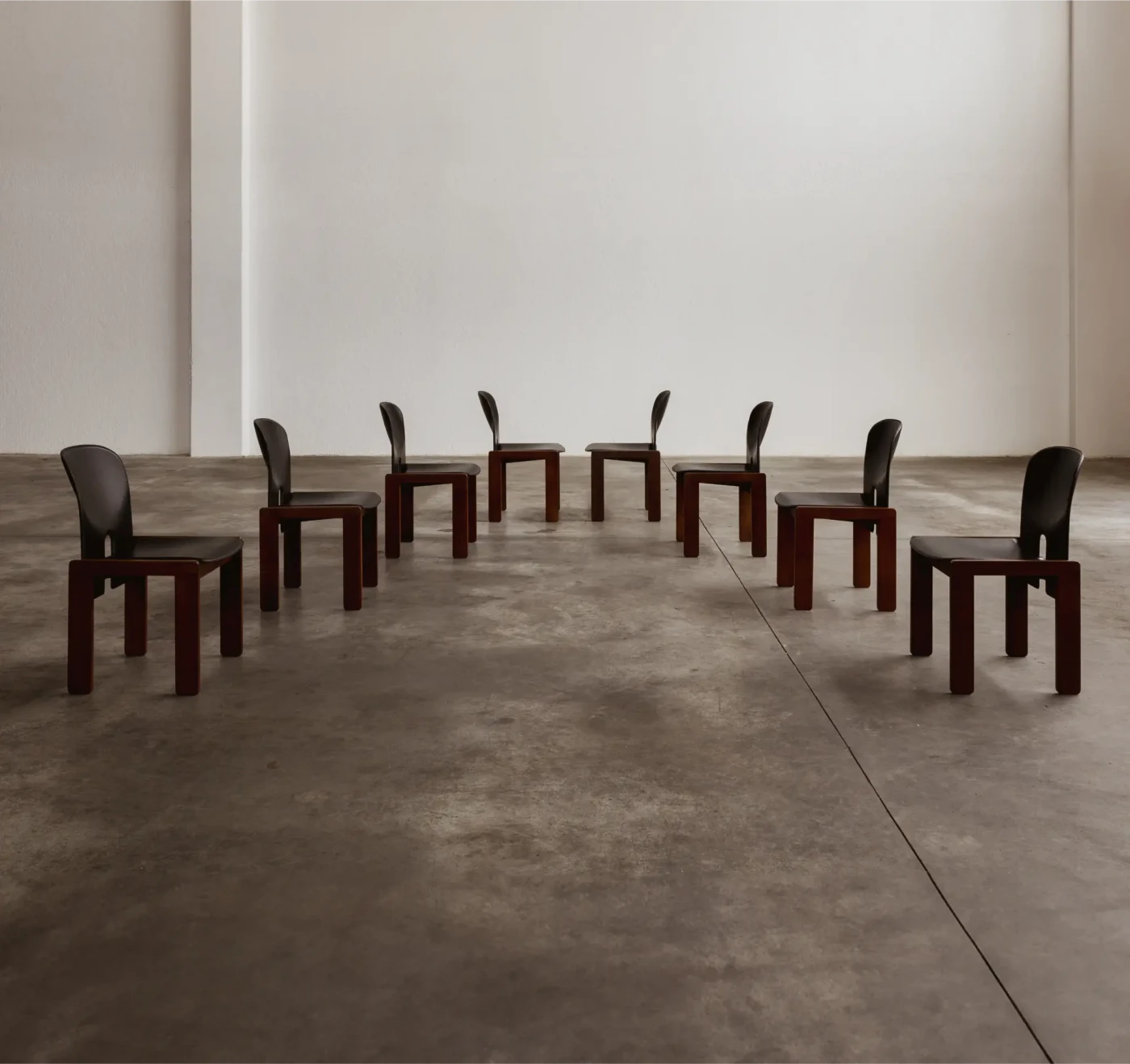 Afra & Tobia Scarpa "121" Dining Chairs for Cassina, black leather, 1965, Set of 8, 1965