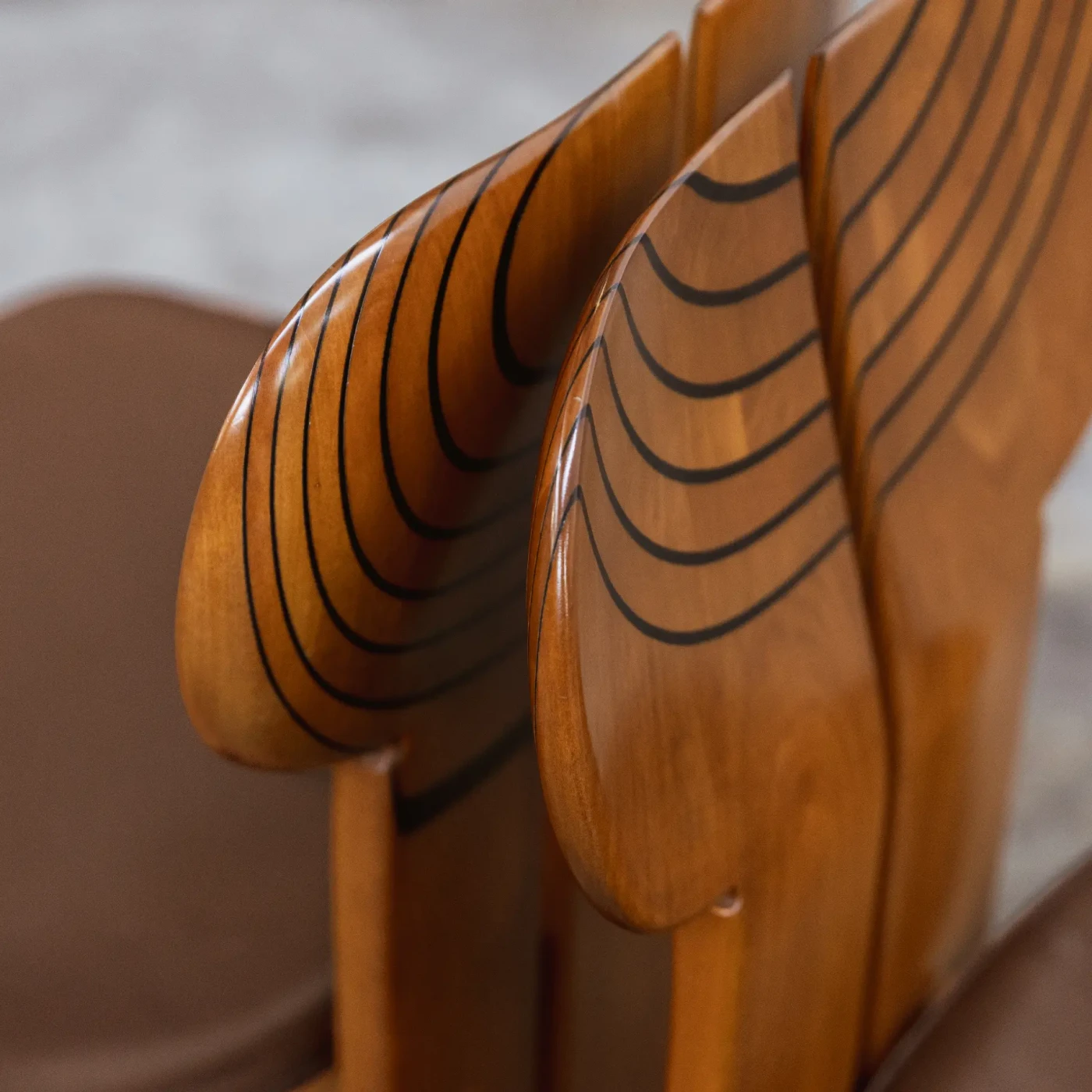 Afra & Tobia Scarpa "Africa" Dining Chairs for Maxalto, Dark Brown Leather, 1975, Set of 4, 1975