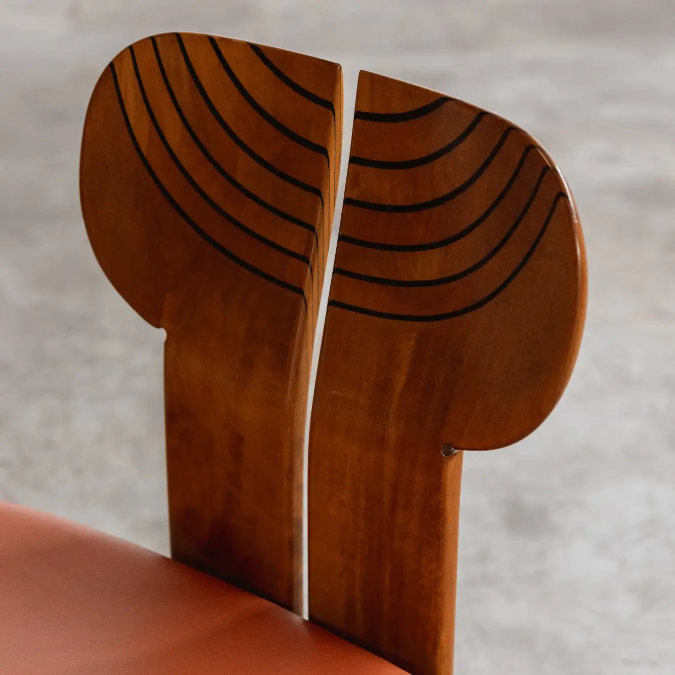 Afra & Tobia Scarpa "Africa" Dining Chairs for Maxalto, Reddish Brown Leather, 1975, Set of 6, 1975