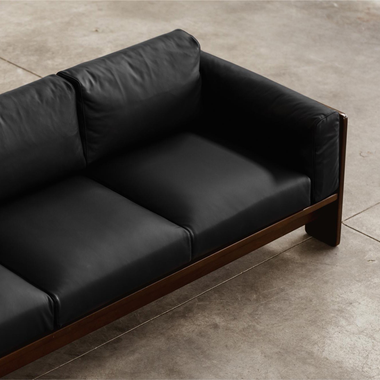 Afra & Tobia Scarpa “Bastiano” Sofa for Gavina, Black Leather, 1962, 1962