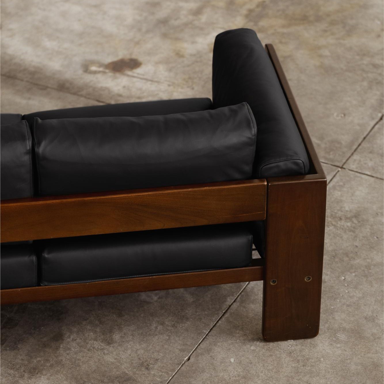 Afra & Tobia Scarpa “Bastiano” Sofa for Gavina, Black Leather, 1962, 1962