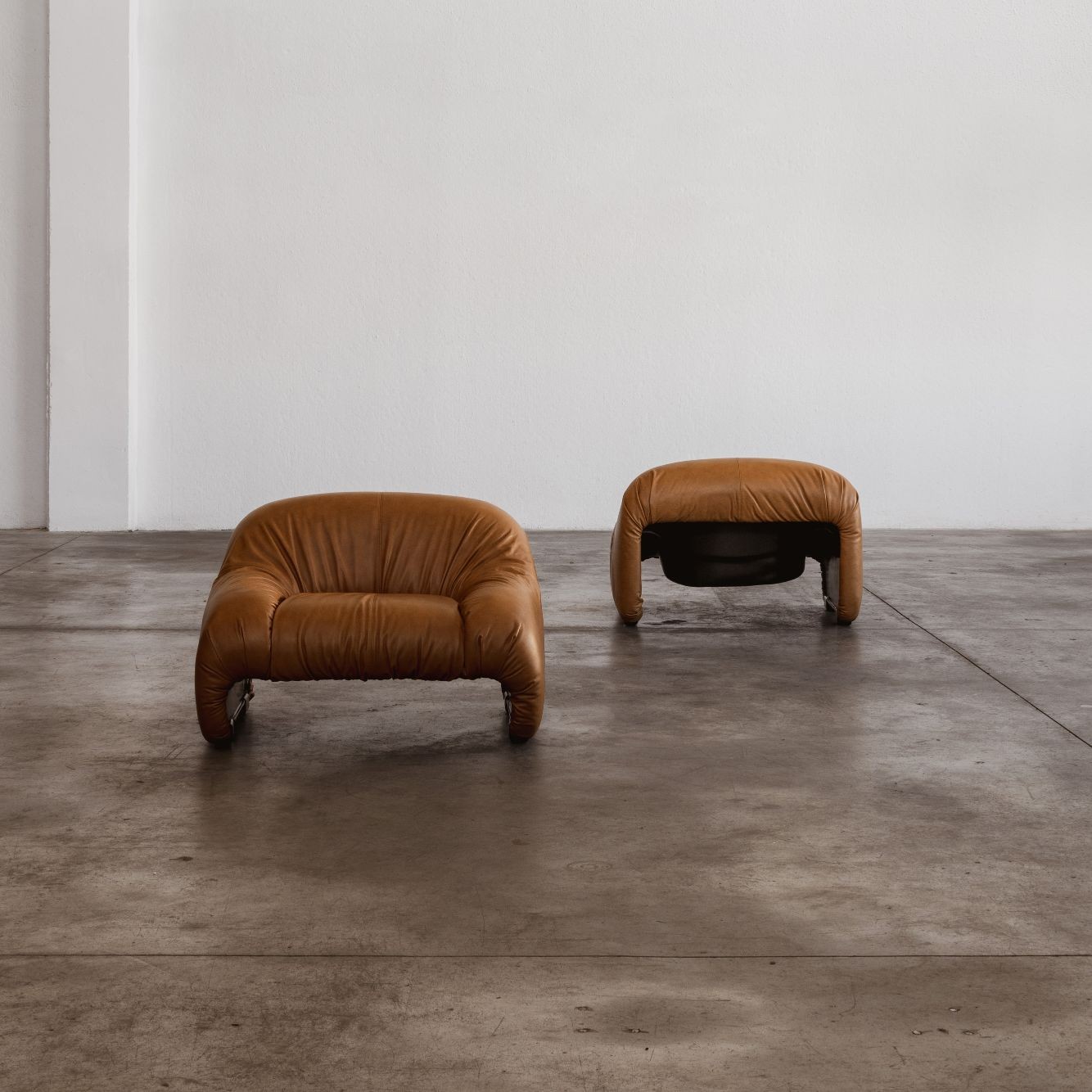 Afra & Tobia Scarpa “Bonanza” Armchairs for C&B Italia, Leather, 1969, Set of 2, 1969