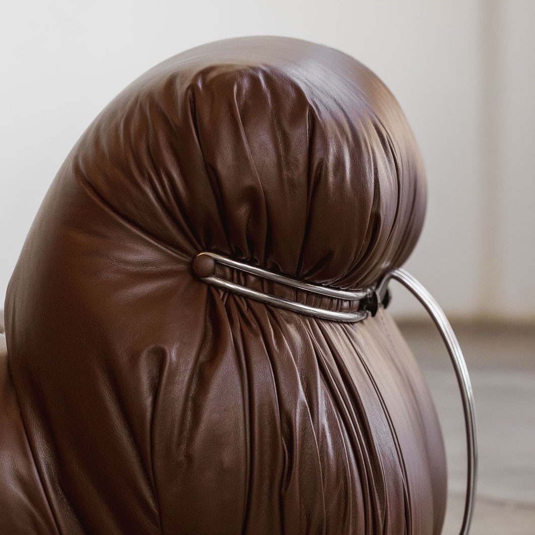 Afra & Tobia Scarpa “Soriana” Easy Chairs for Cassina, Brown Leather, 1969, Set of 2, 1969