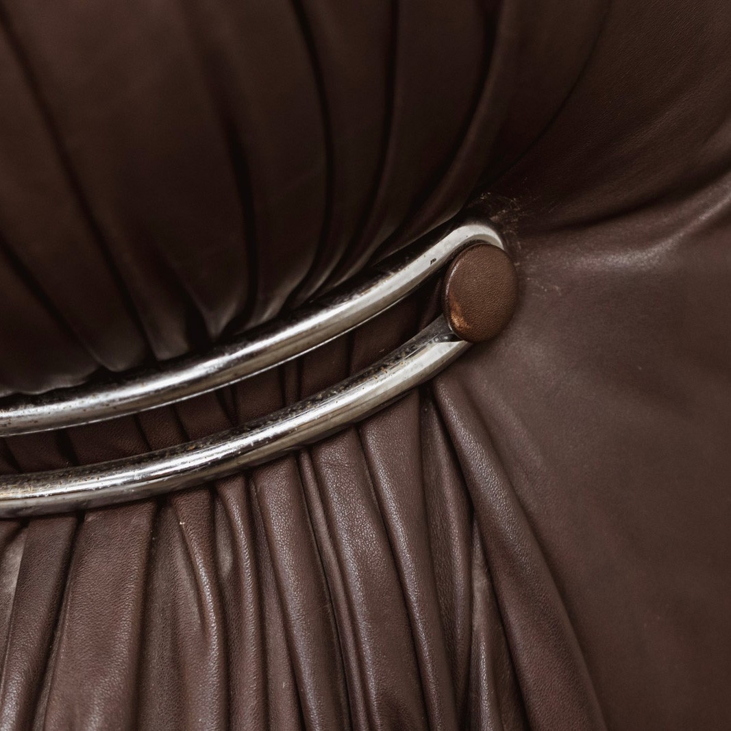 Afra & Tobia Scarpa “Soriana” Easy Chairs for Cassina, Dark Brown Leather, 1969, Set of 2, 1969