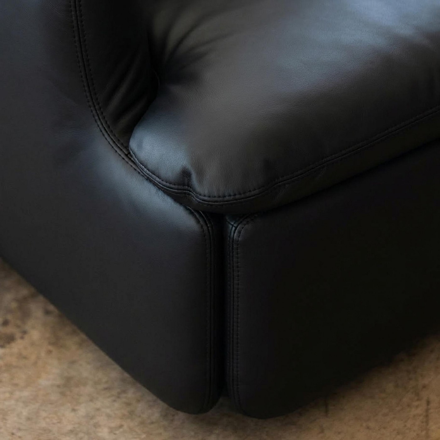 Alberto Rosselli “Confidential” Modular Sofa for Saporiti, Black Leather, 1972, 1972
