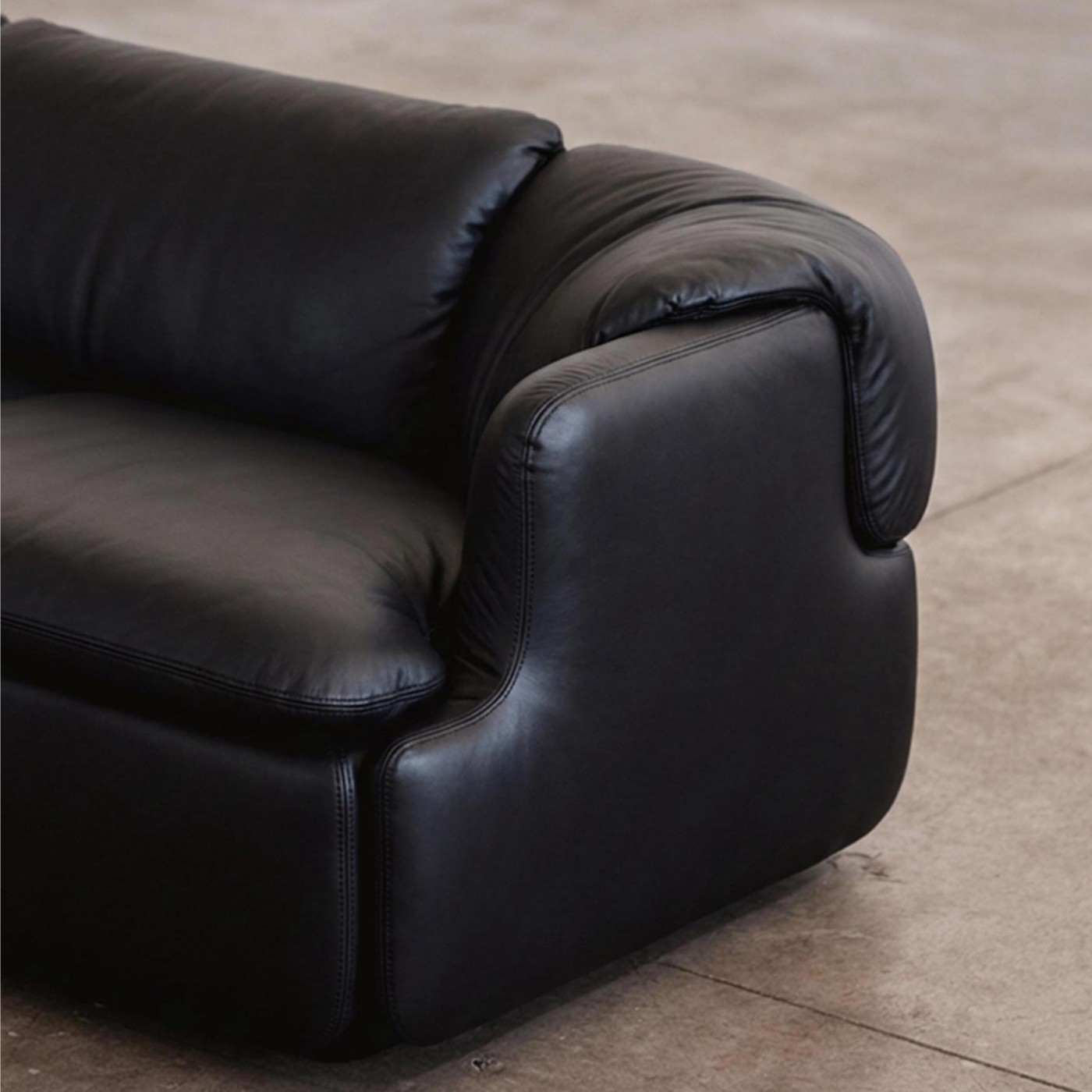 Alberto Rosselli “Confidential” Modular Sofa for Saporiti, Black Leather, 1972, 1972