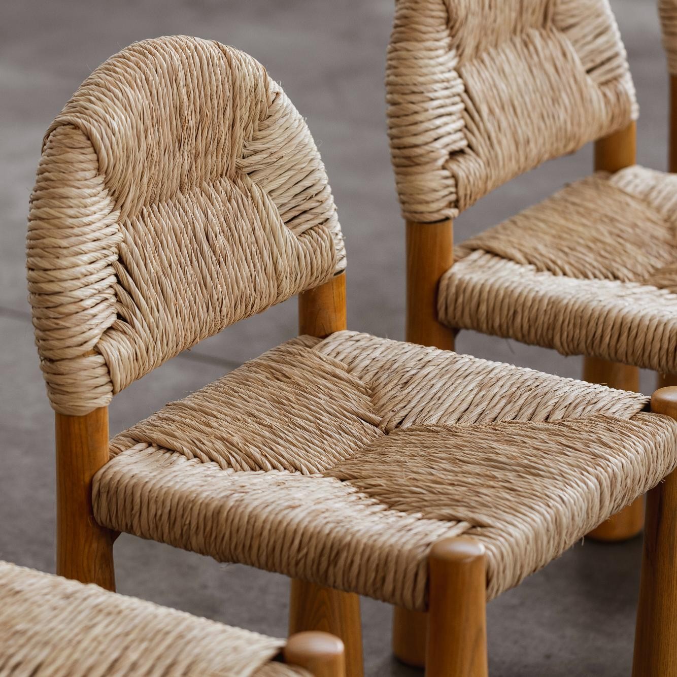 Alessandro Becchi “Toscanolla” Dining Chairs for Giovannetti, Light Brown Ashwood, 1970, Set of 12, 1970