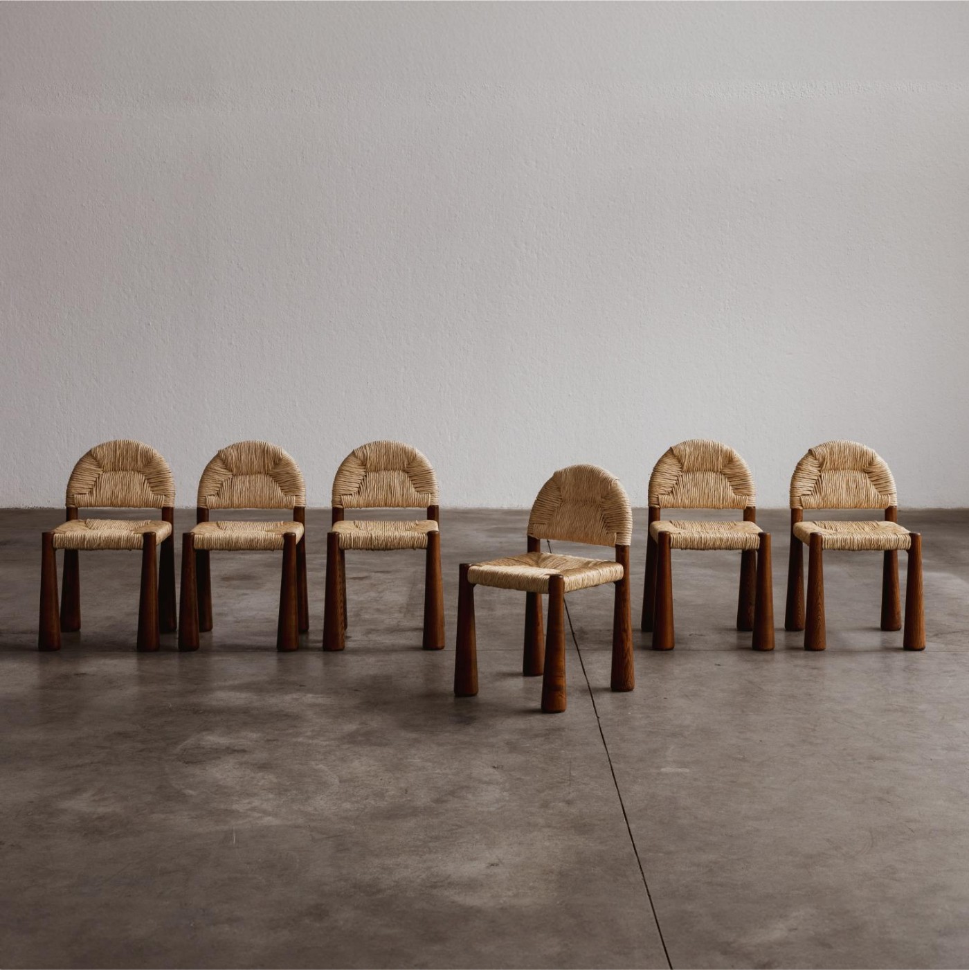 Alessandro Becchi “Toscanolla” Dining Chairs for Giovannetti, Brown Ashwood, 1970, Set of 6, 1970