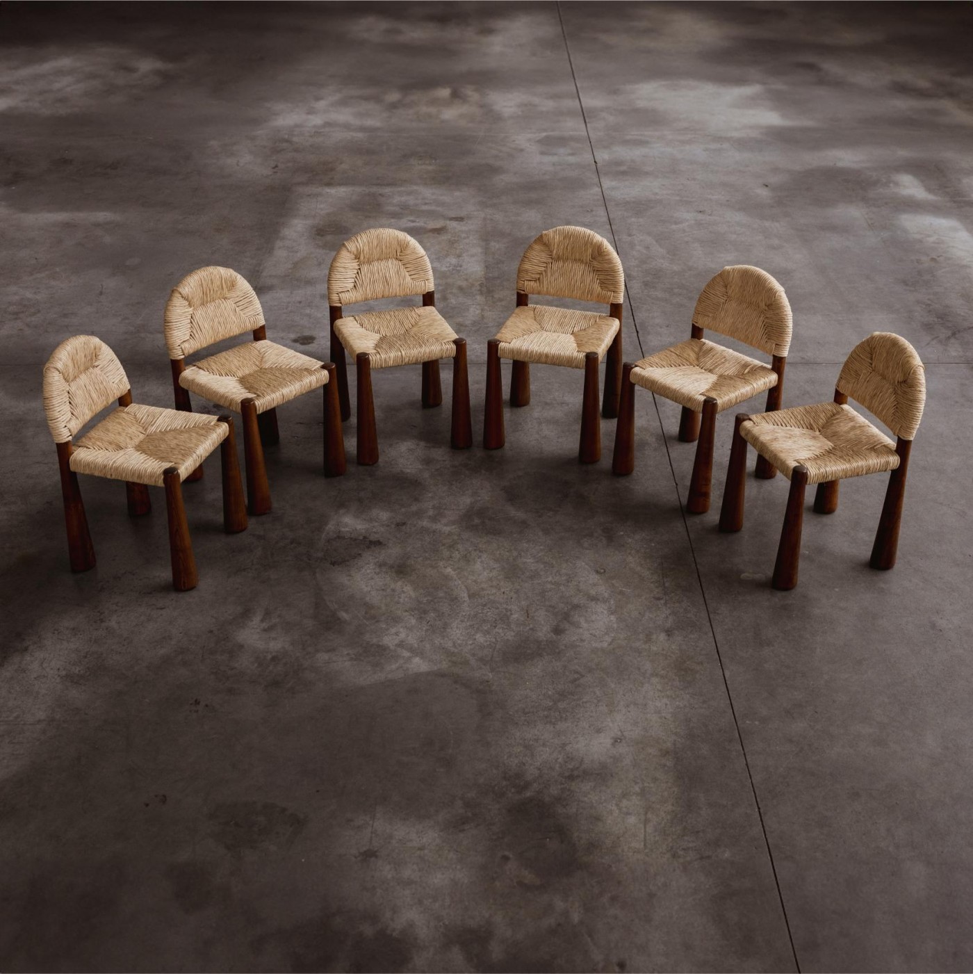 Alessandro Becchi “Toscanolla” Dining Chairs for Giovannetti, Brown Ashwood, 1970, Set of 6, 1970