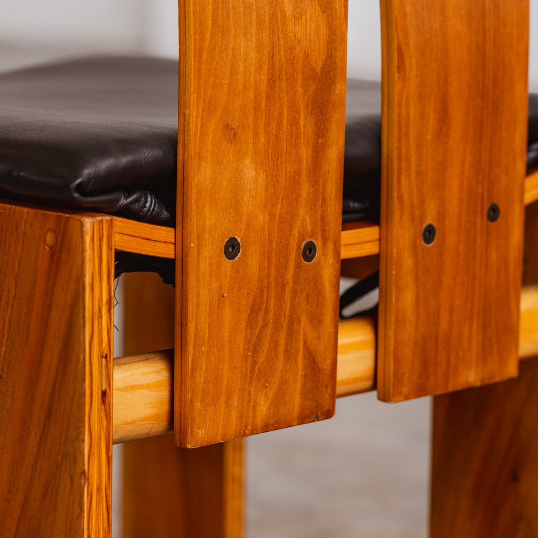 Carlo Scarpa 1934 "765" Dining Chairs for Bernini, Black Leather, 1934, 1934