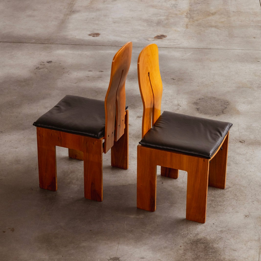Carlo Scarpa 1934 "765" Dining Chairs for Bernini, Black Leather, 1934, 1934