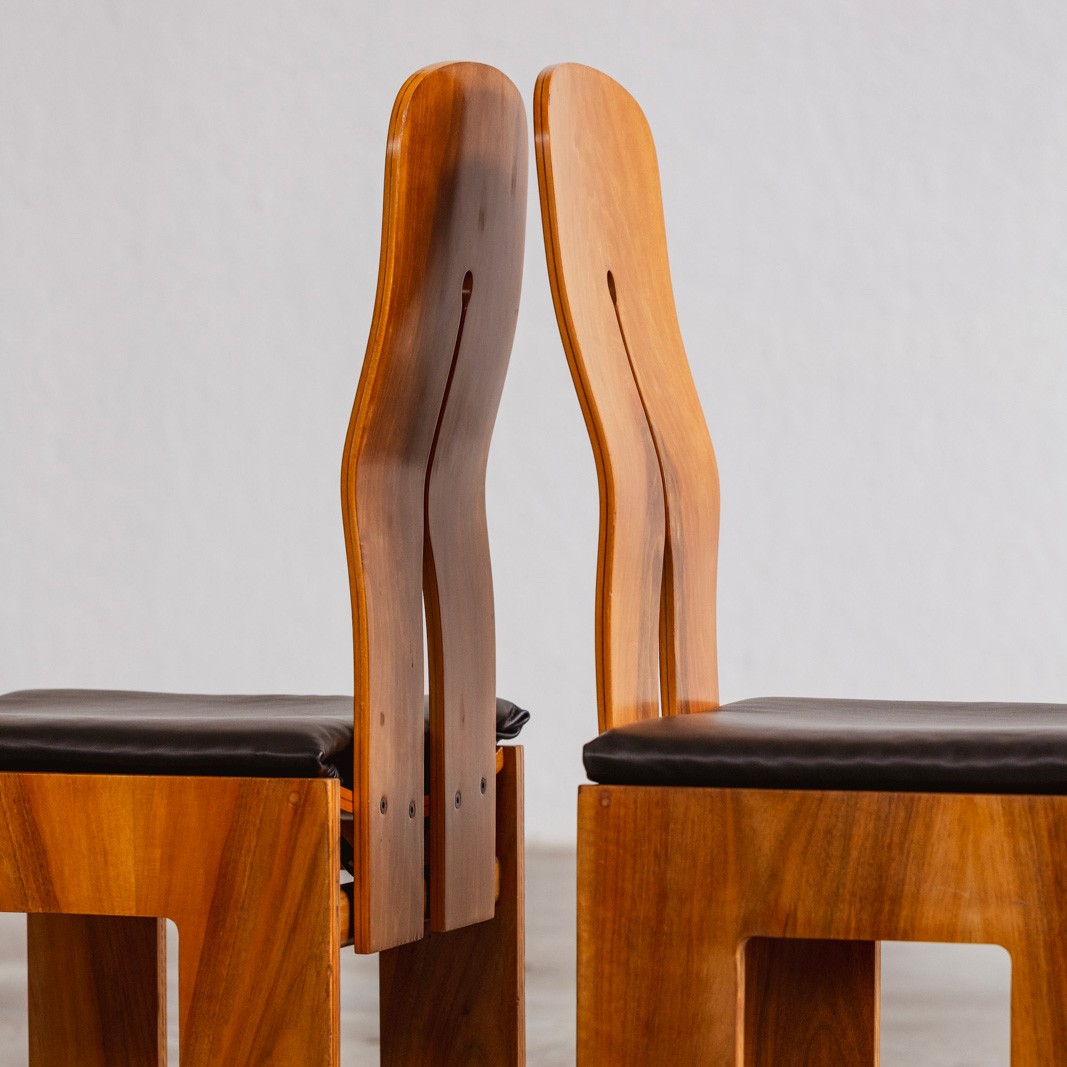 Carlo Scarpa 1934 "765" Dining Chairs for Bernini, Black Leather, 1934, Set of 6, 1934