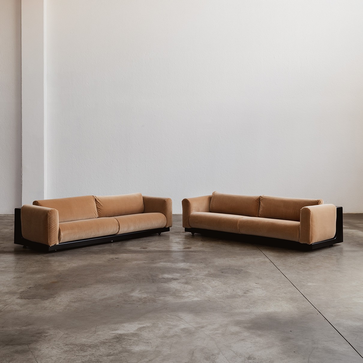 Cini Boeri "Gradual System" Sofas for Gavina, Camel Velvet, 1970, Set of 2, 1970