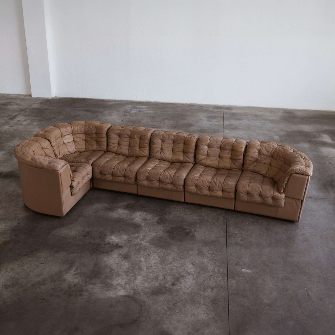 De Sede "DS-11" Modular Sofa, Natural Leather, 1970, Set of 6, 1970