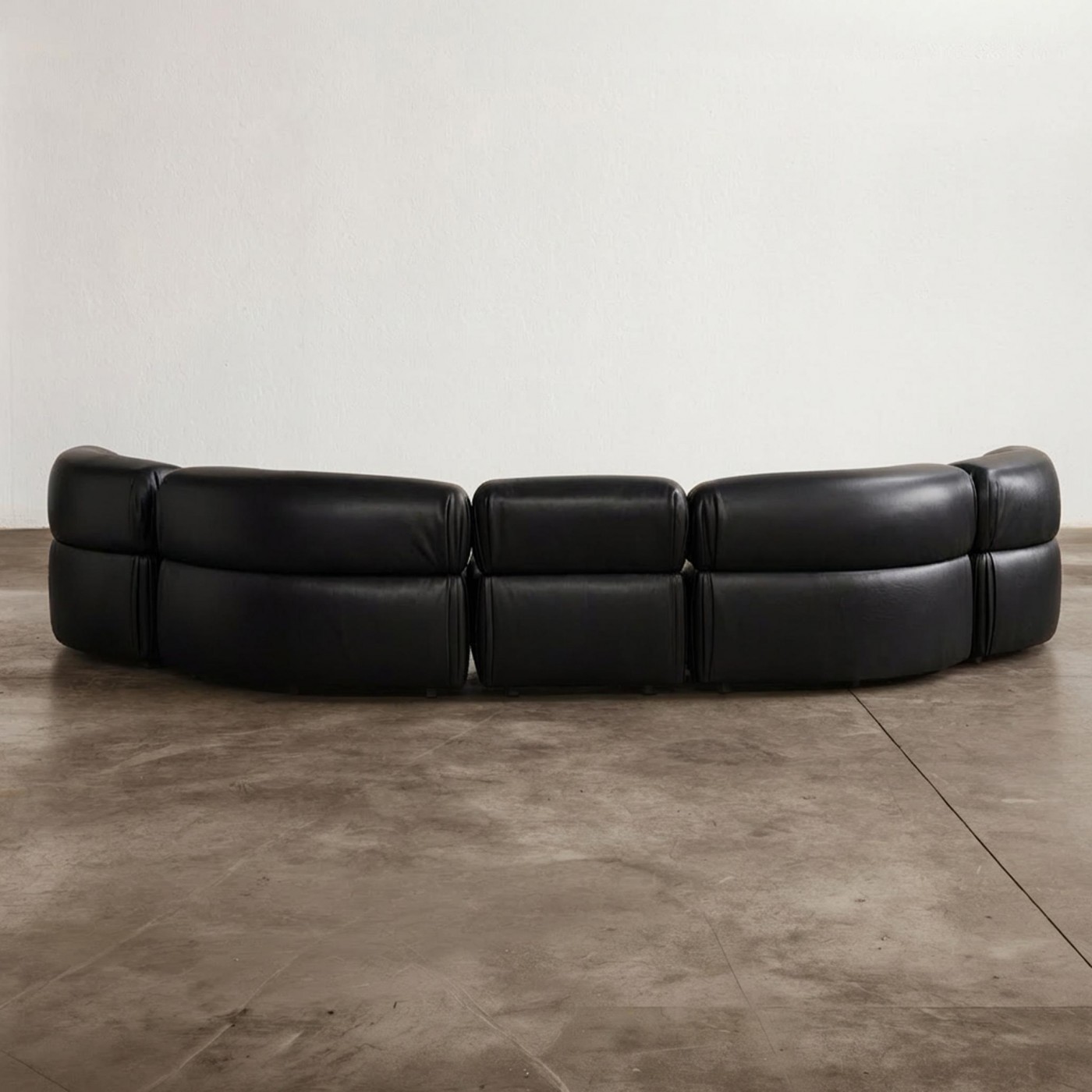 De Sede “DS-28 Cosmos” Modular Sofa for De Sede, Black Leather, Switzerland, 1970, 1970