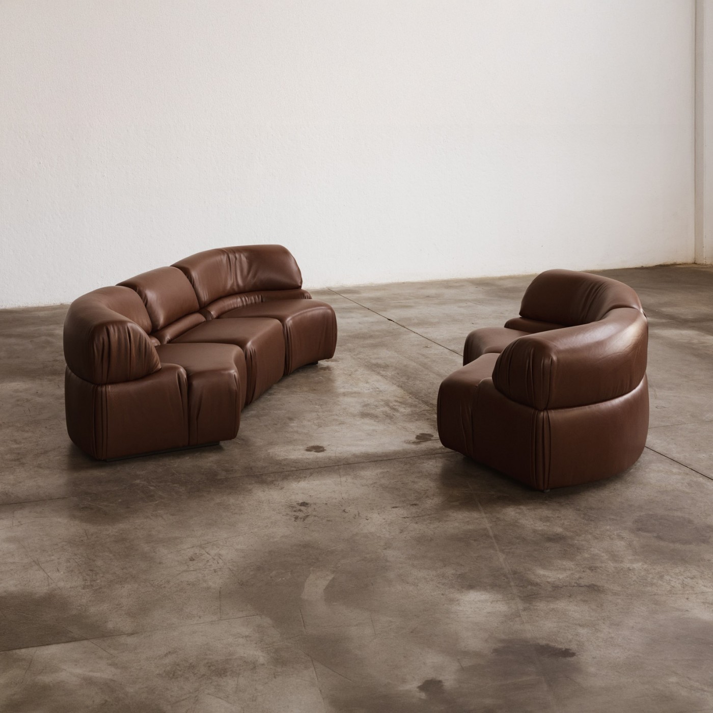 De Sede “DS-28 Cosmos” Modular Sofa for De Sede, Brown Leather, Switzerland, 1970, Set of 5, 1970
