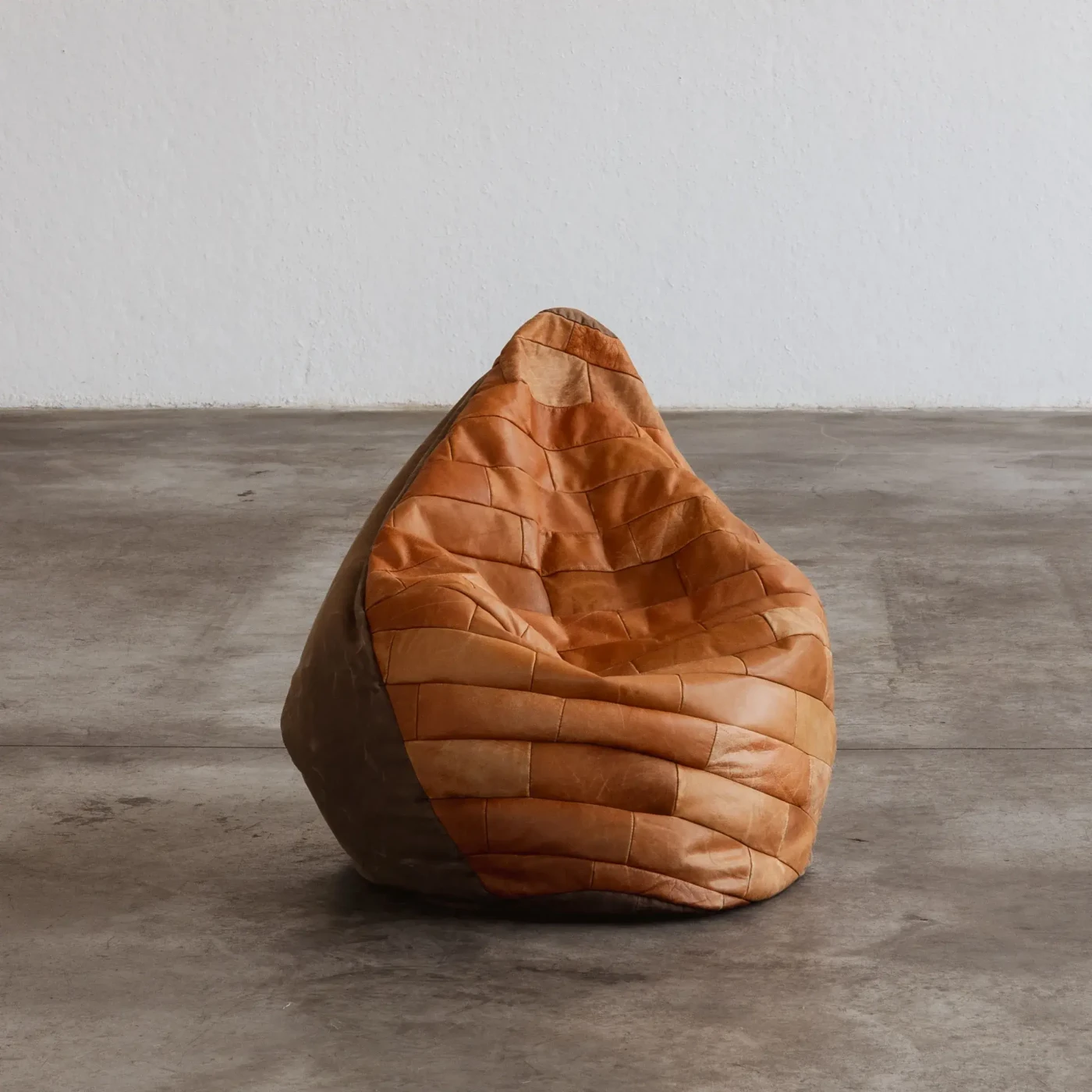 De Sede Patchwork Beanbag, Patinated Cognac Leather, 1970, 1970