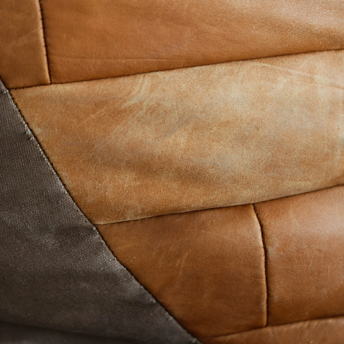 De Sede Patchwork Beanbag, Patinated Cognac Leather, 1970, 1970