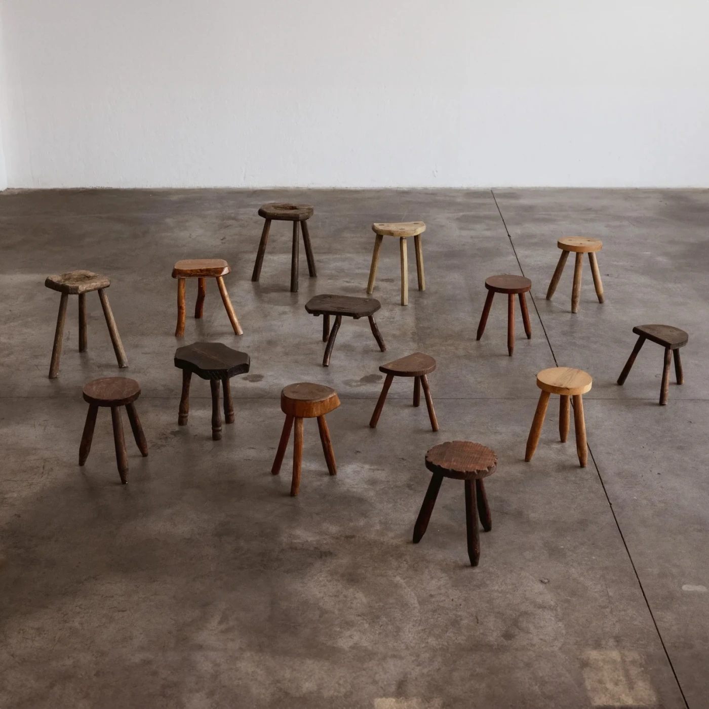 French Sculptural Primitive Stools, 1960, Set of 14, 1960