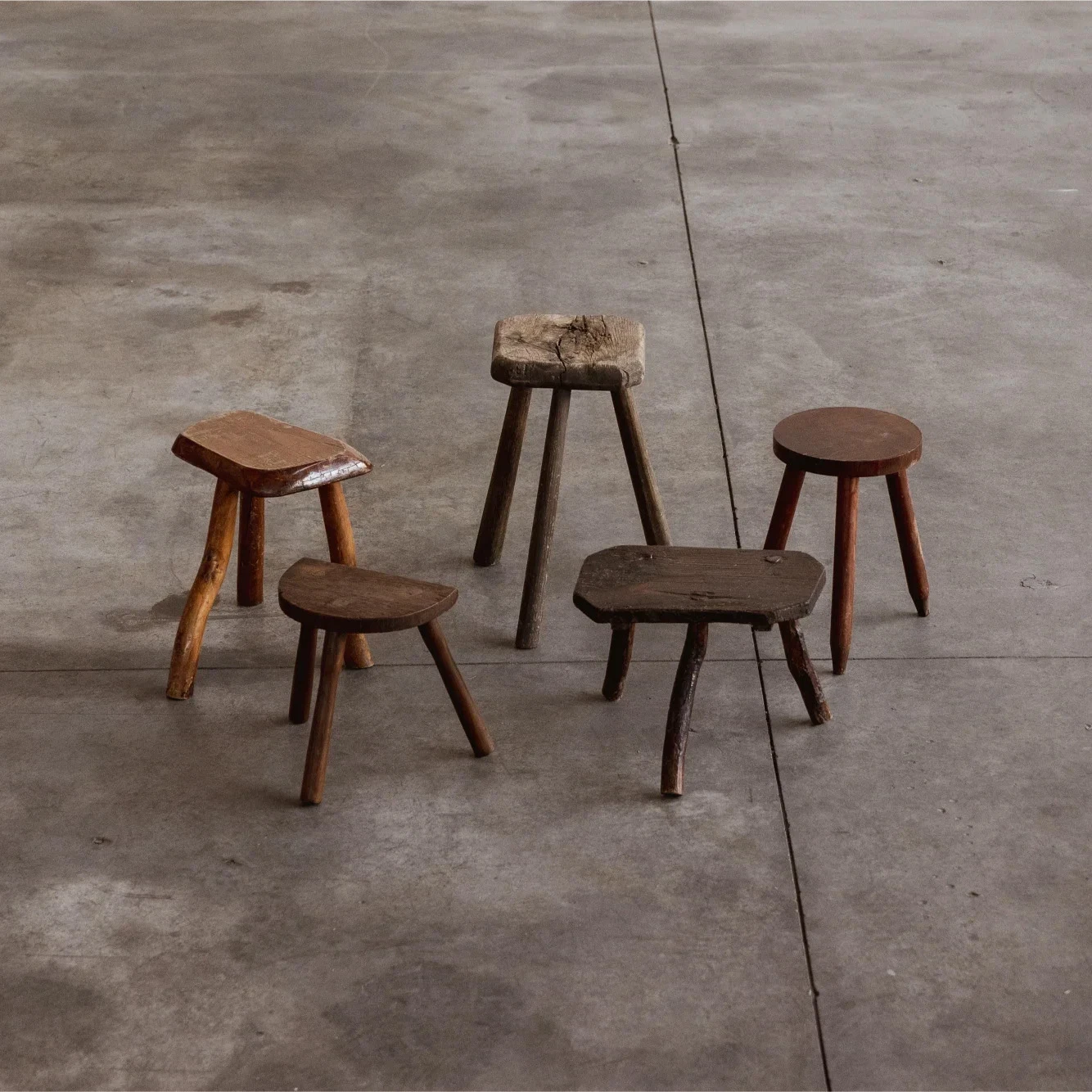 French Sculptural Primitive Stools, 1960, Set of 12, 1960