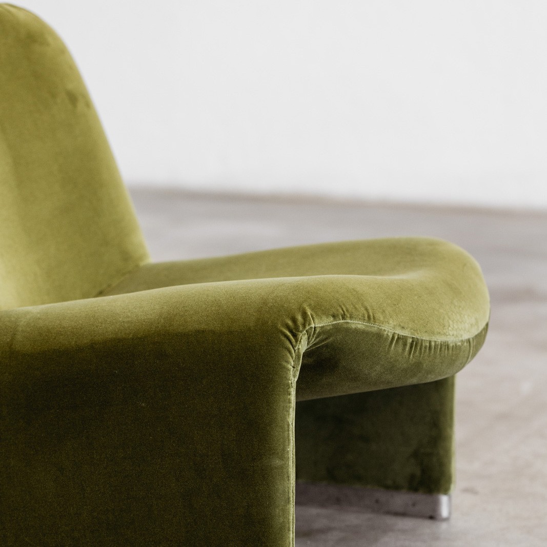 Giancarlo Piretti "Alky" Lounge Chairs for Anonima Castelli, Green Velvet, 1970, Set of 2, 1970