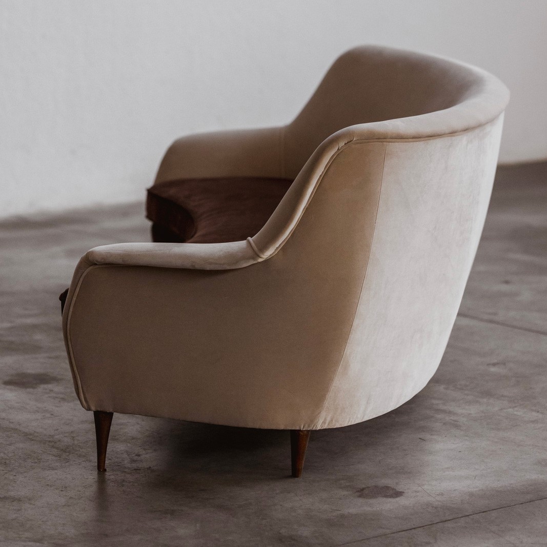 Gio Ponti Curved Sofa for Casa e Giardino, Velvet, 1956, 1956