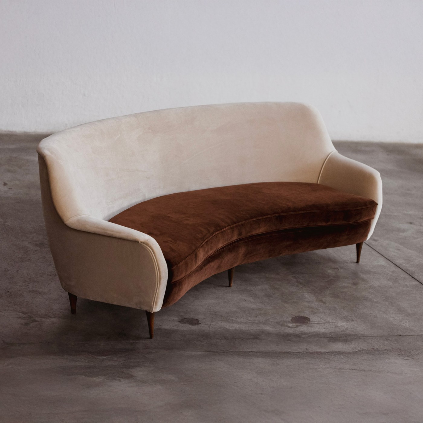 Gio Ponti Curved Sofa for Casa e Giardino, Velvet, 1956, 1956