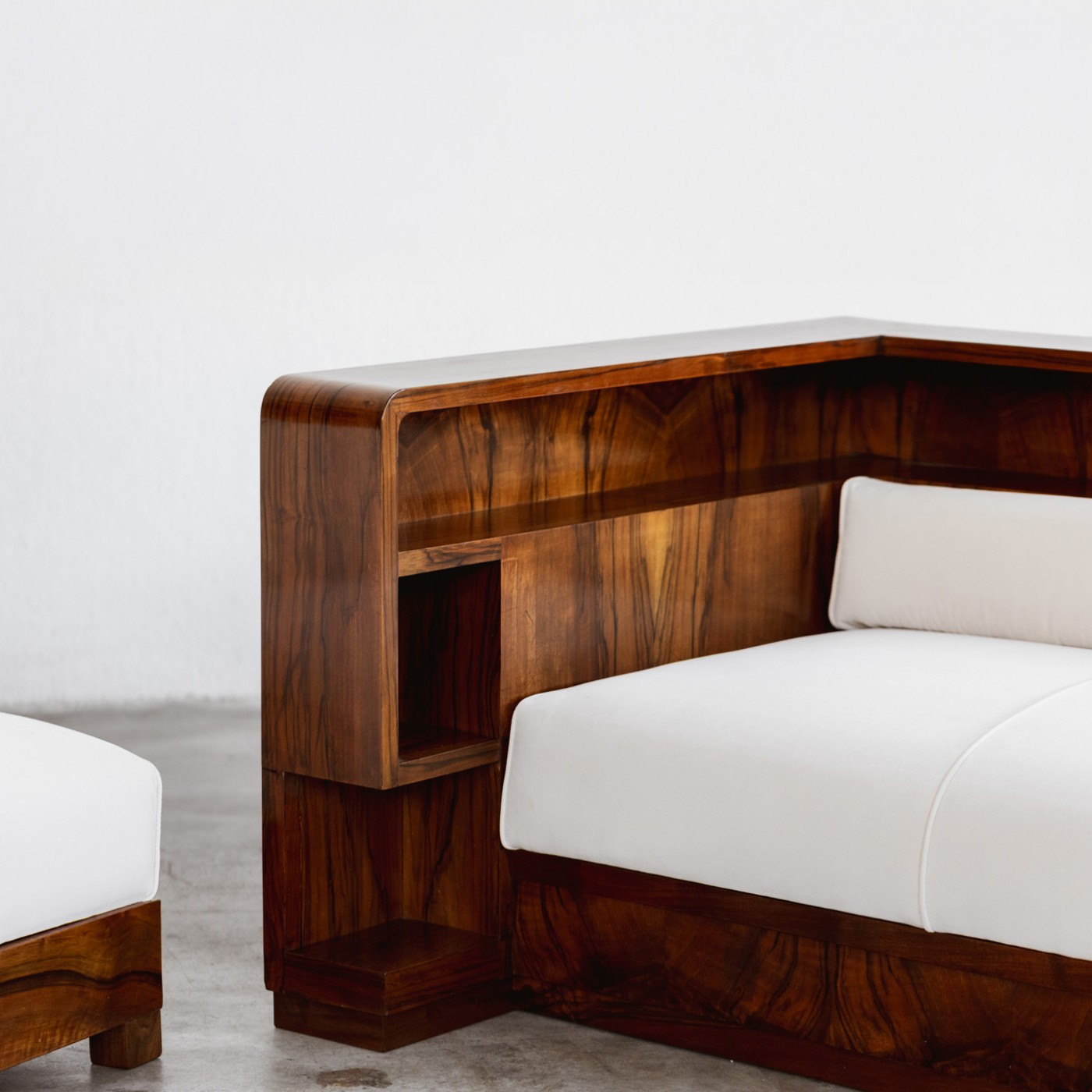 Italian Art Deco Sofas with Integrated Cabinets, 1930s, Set of 2, 1930s
