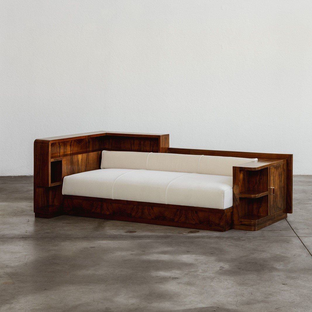 Italian Art Deco Sofas with Integrated Cabinets, 1930s, Set of 2, 1930s