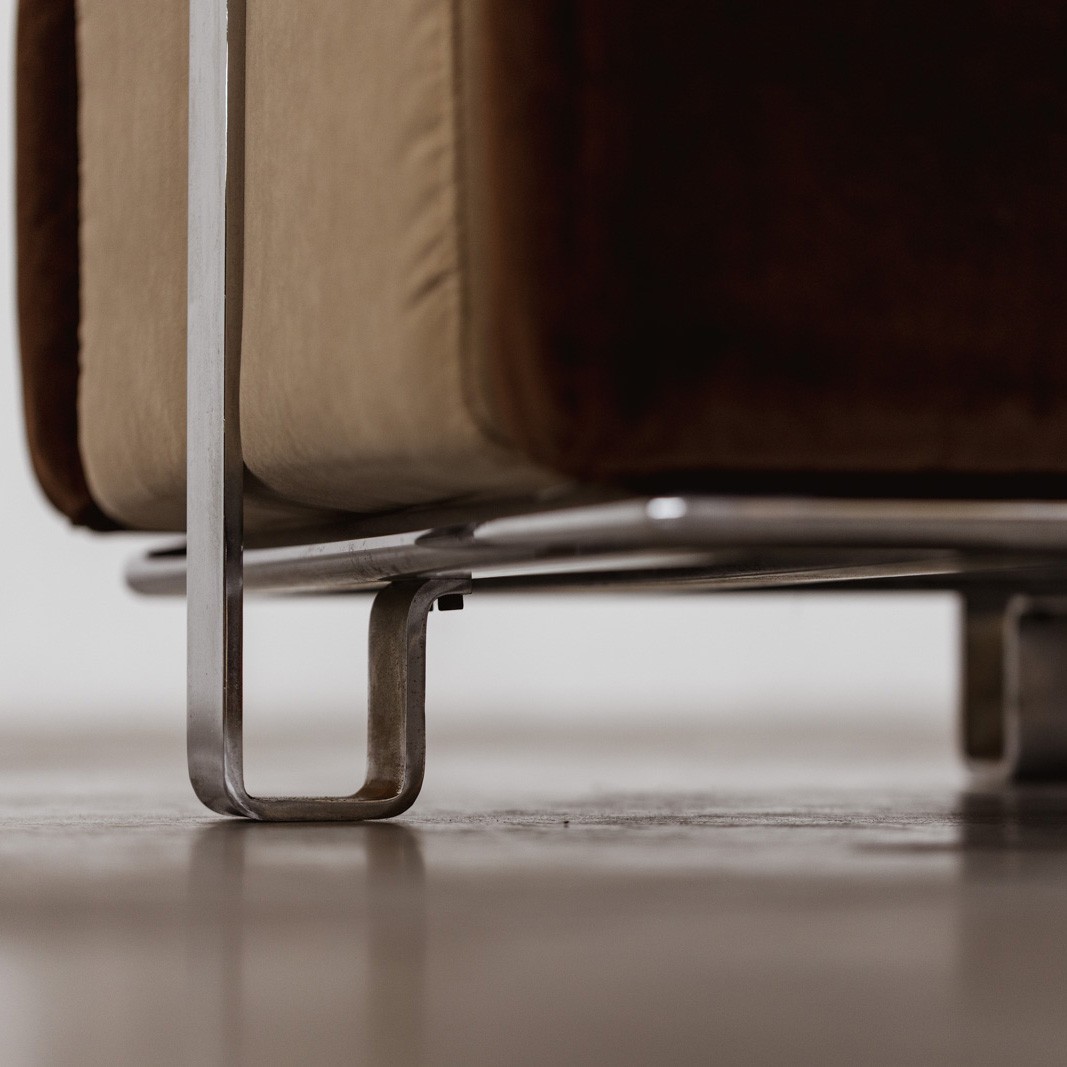 Kazuhide Takahama Armchairs for Simon Gavina, Ivory and Brown Velvet, 1965, 1965