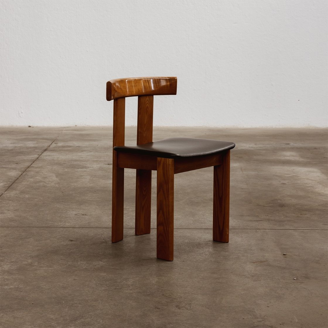 Luigi Vaghi Dining Chairs for Former, Black Leather, 1968, Set of 6, 1968