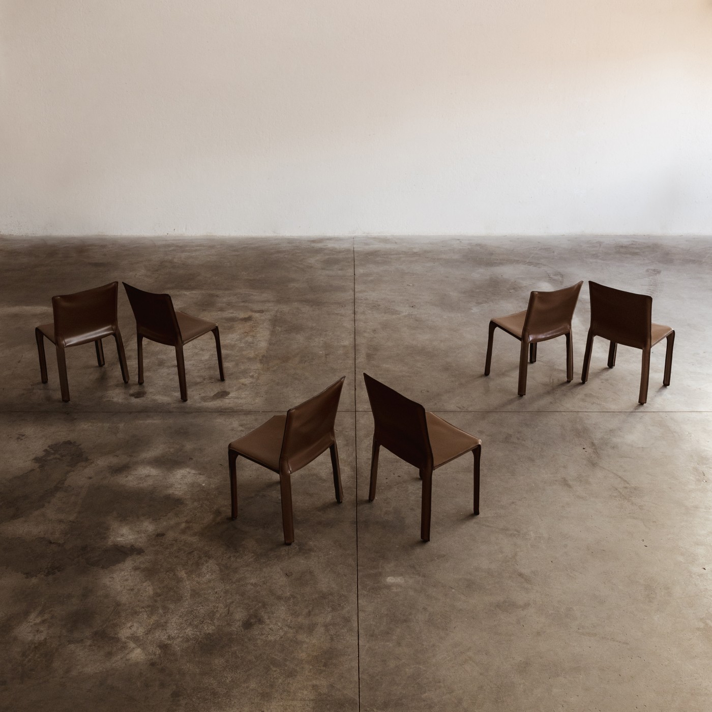 Mario Bellini "CAB 412" Dining Chairs for Cassina, Tobacco leather, 1977, Set of 6, 1970s