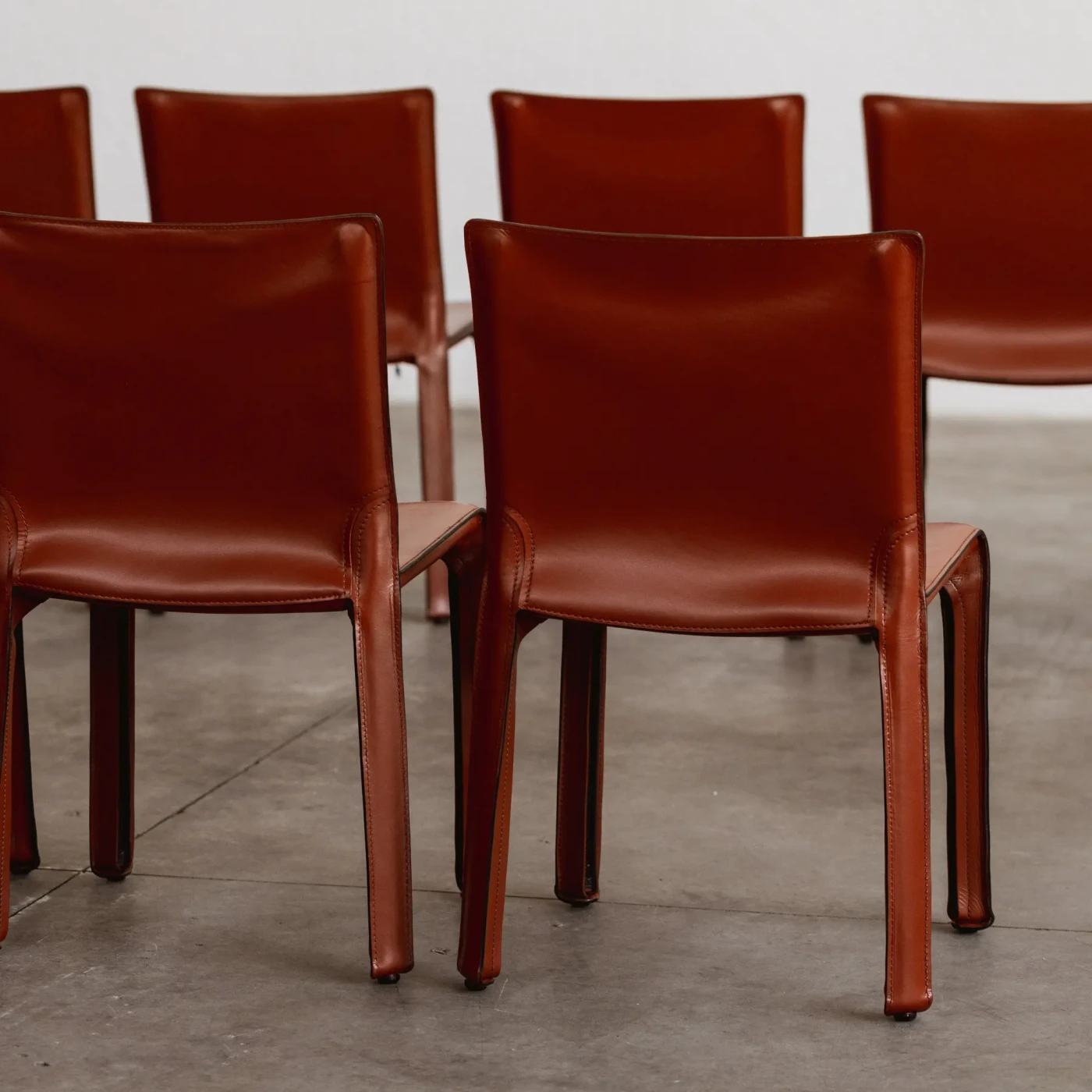 Mario Bellini "CAB 412" Dining Chairs for Cassina, China Red Leather, 1978, Set of 6, 1978