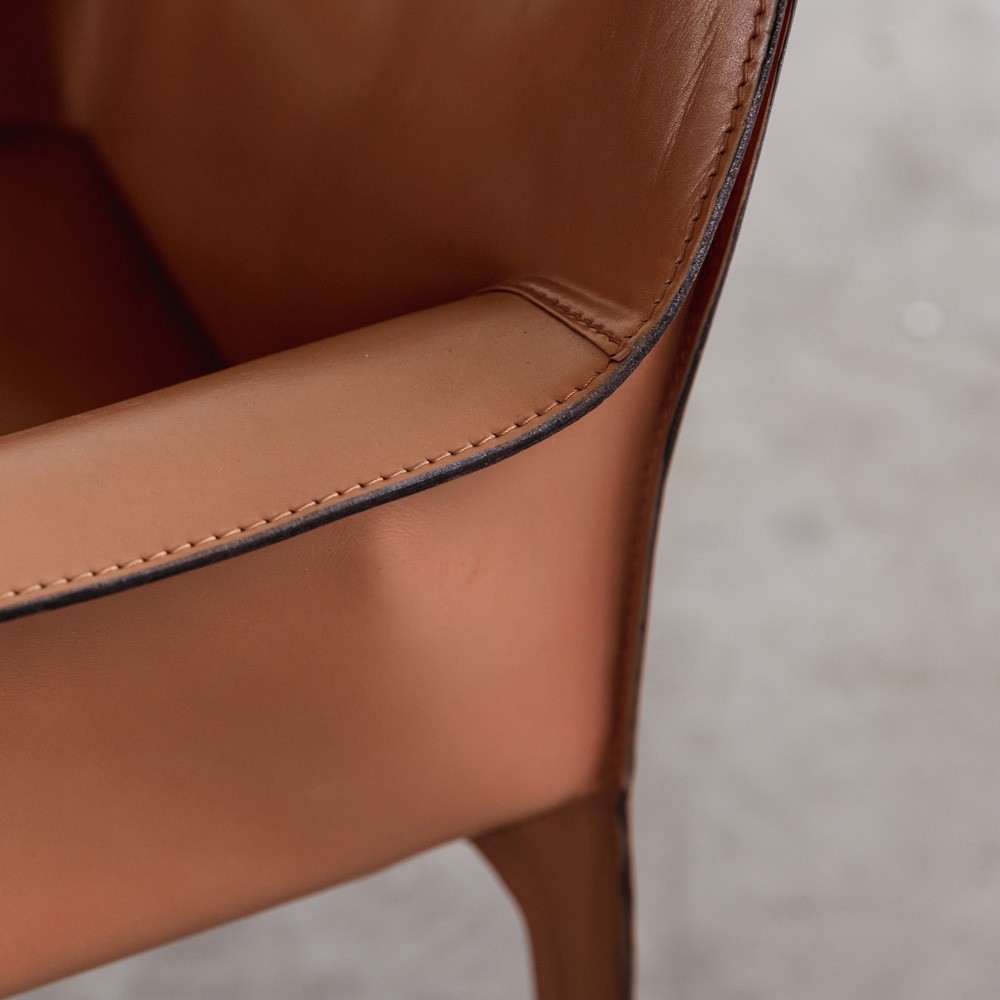 Mario Bellini "CAB 413"  Dining Chairs for Cassina, Hazelnut leather, 1977, Set of 6, 1970s