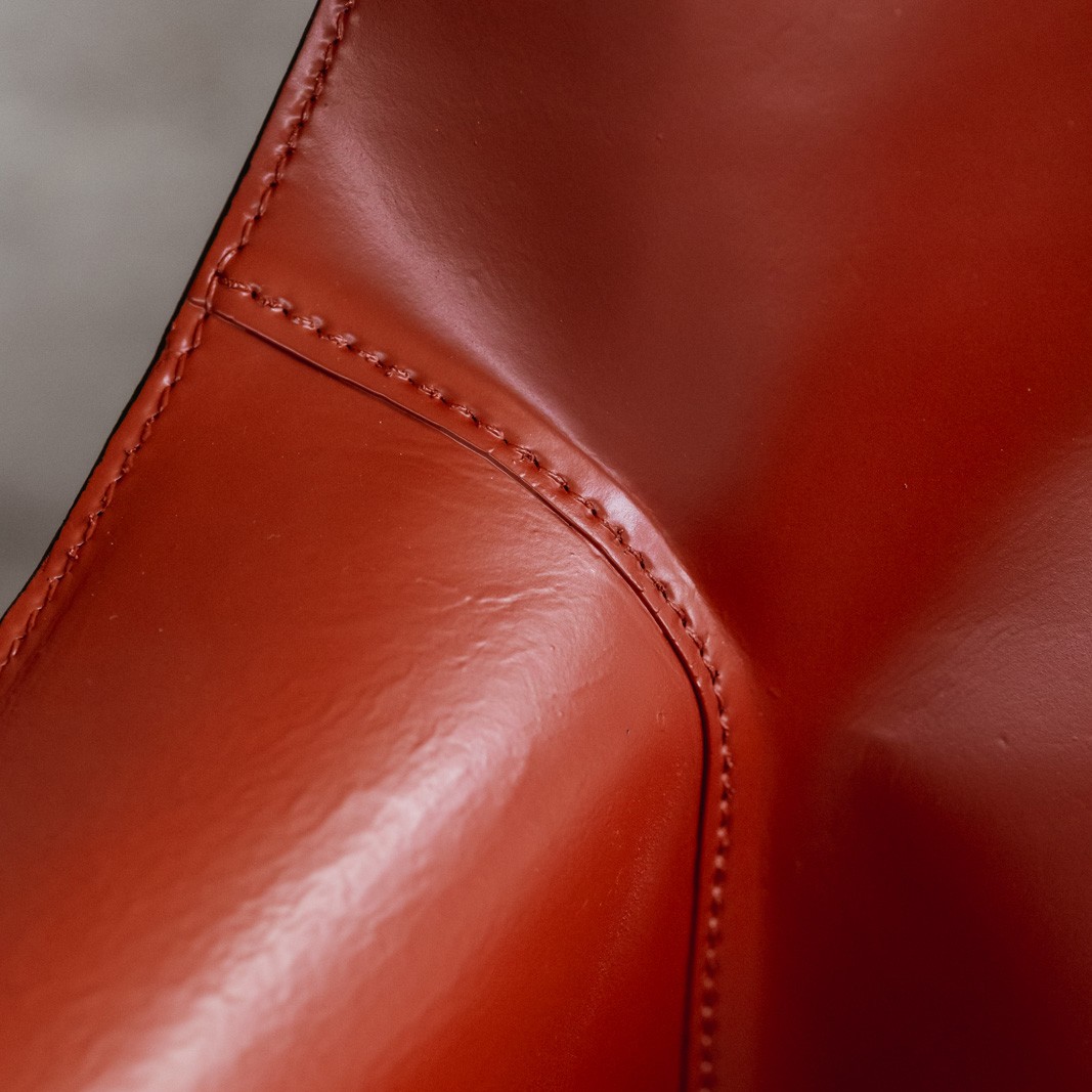 Mario Bellini "CAB 413"  Dining Chairs for Cassina, China Red Leather, 1977, Set of 6, 1970s