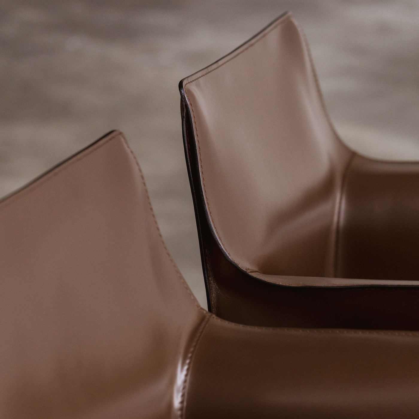 Mario Bellini "CAB 413" Dining Chairs for Cassina, Tobacco Leather, 1977, Set of 8, 1970s