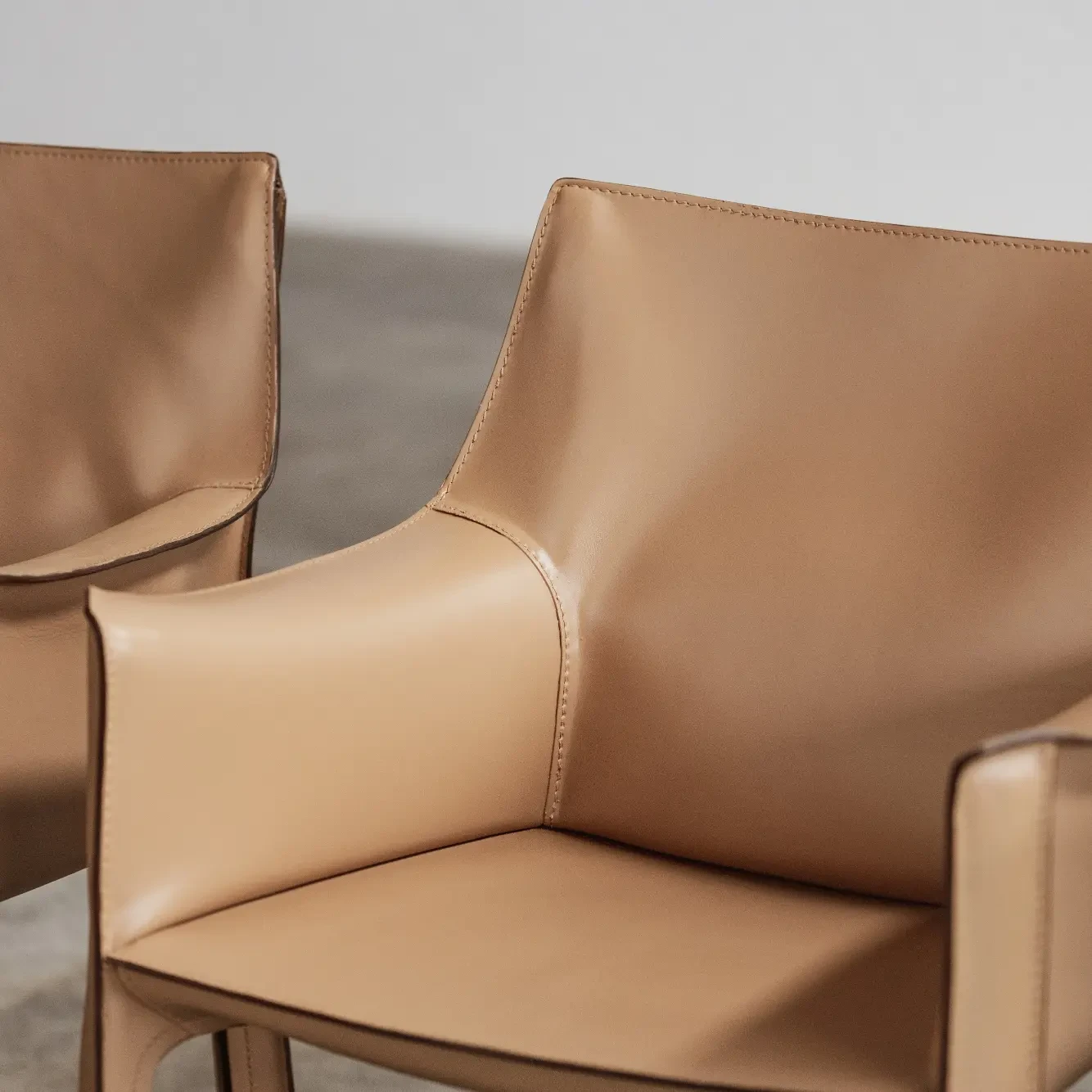 Mario Bellini "CAB 413” Dining Chairs for Cassina, Natural Leather, 1977, Set of 8, 1977