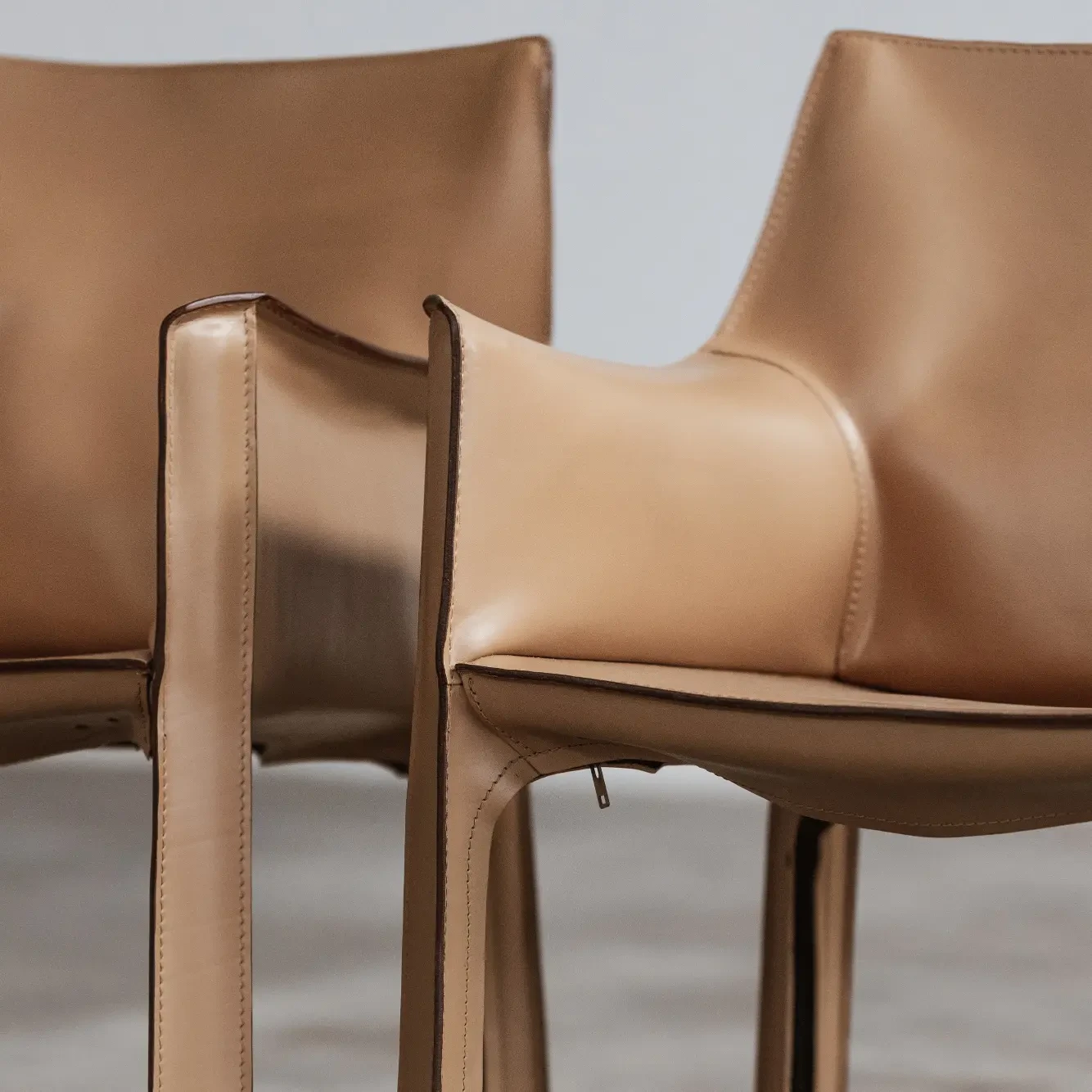 Mario Bellini "CAB 413” Dining Chairs for Cassina, Natural Leather, 1977, Set of 8, 1977