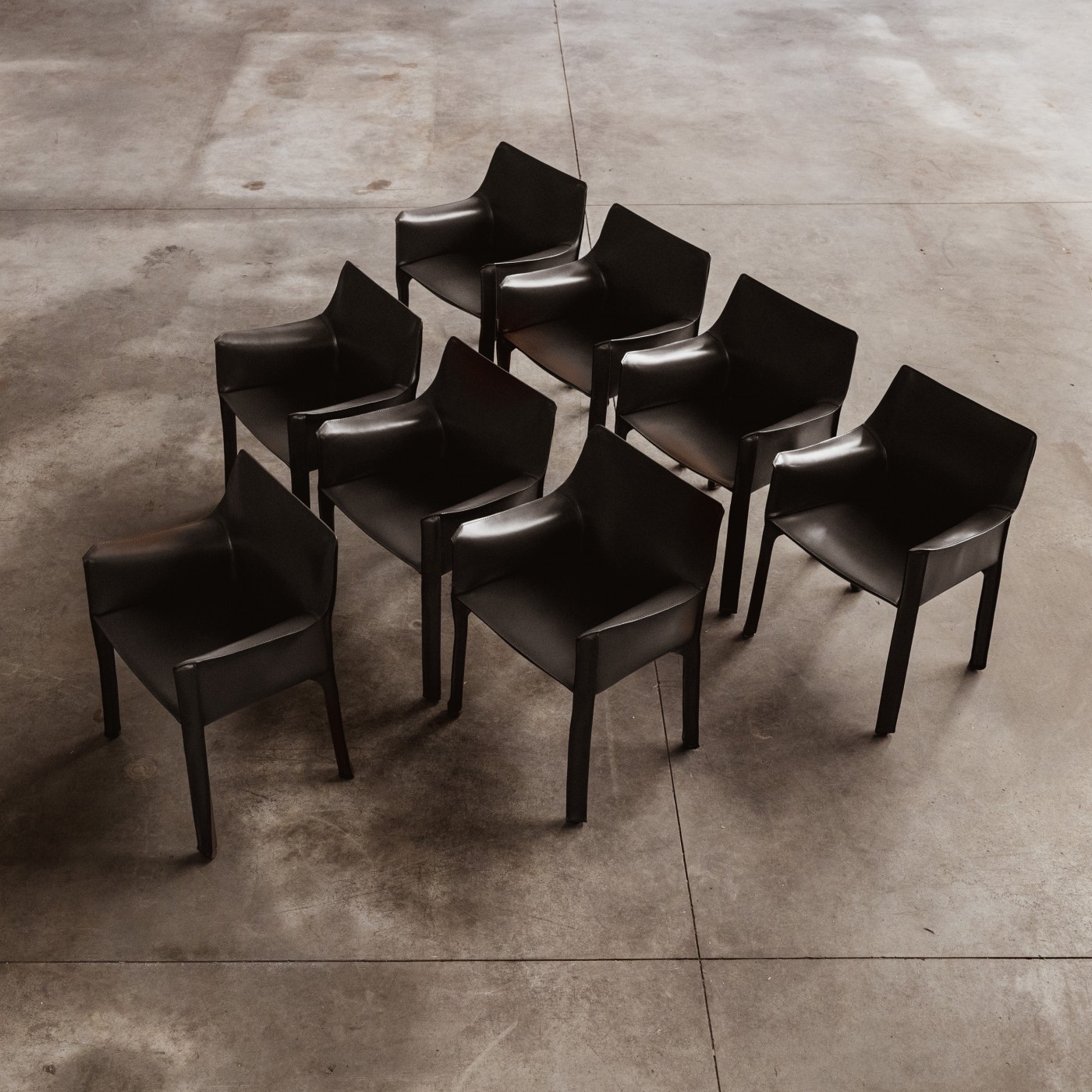 Mario Bellini "CAB 413" Dining Chairs for Cassina in Black, 1977, Set of 8, 1970s