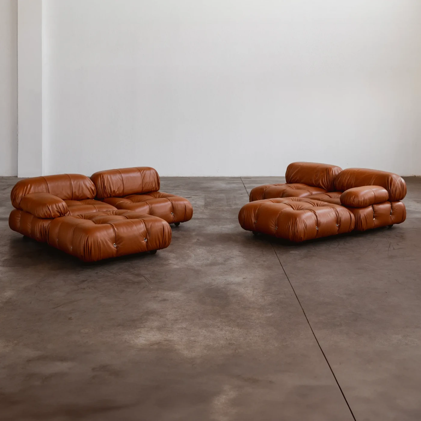 Mario Bellini "Camaleonda" Modular Sofa for B&B Italia, Cognac Leather, 1970, Set of 6, 1970