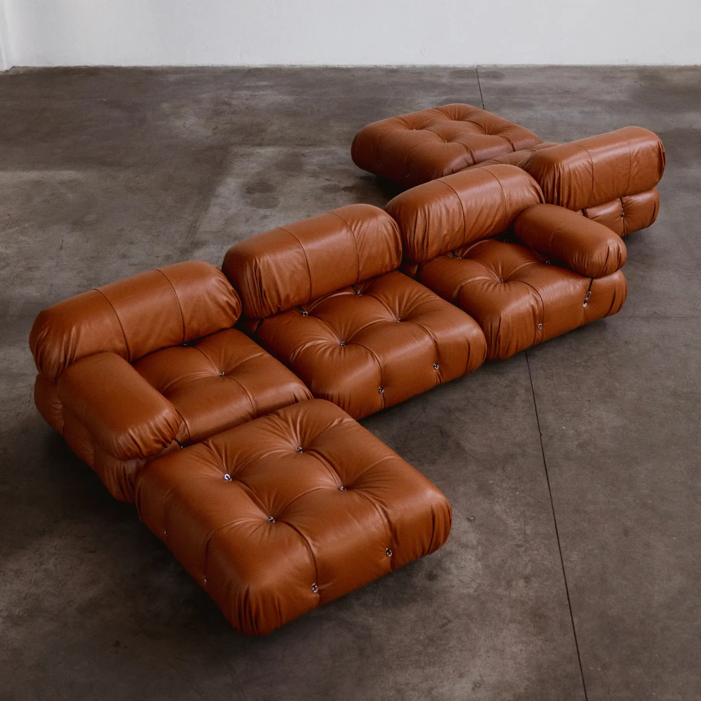 Mario Bellini "Camaleonda" Modular Sofa for B&B Italia, Cognac Leather, 1970, Set of 6, 1970