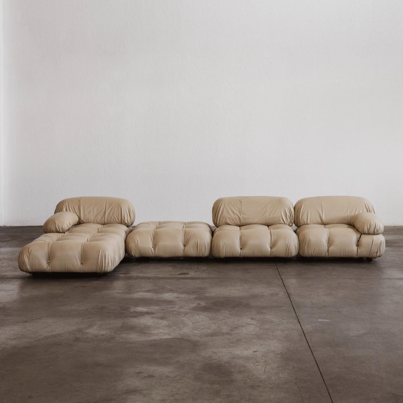 Mario Bellini "Camaleonda" Modular Sofa for B&B Italia, Sand beige Leather, 1970, Set of 5, 1970