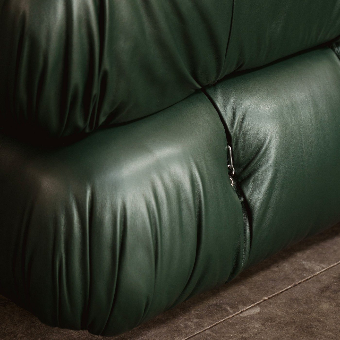 Mario Bellini "Camaleonda" Modular Sofa for B&B Italia, Dark Green Leather, 1970, Set of 6, 1970