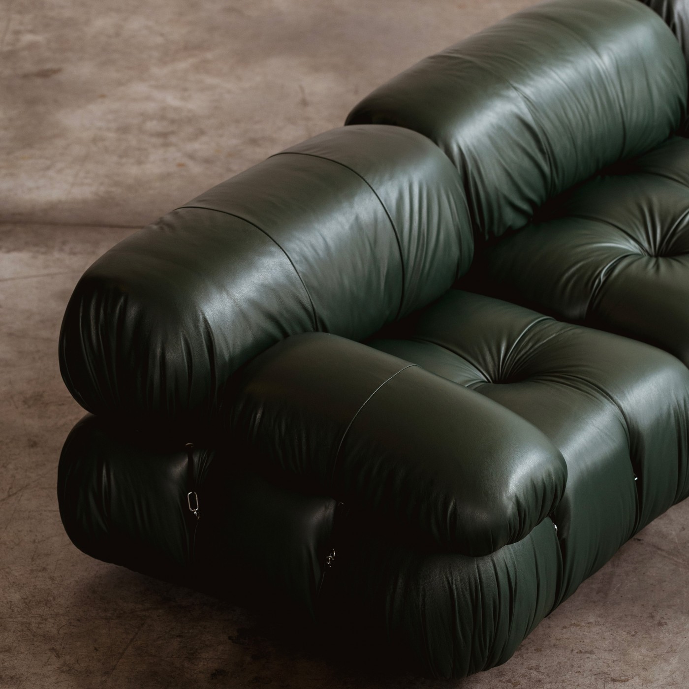 Mario Bellini "Camaleonda" Modular Sofa for B&B Italia, Dark Green Leather 1970, Set of 6, 1970