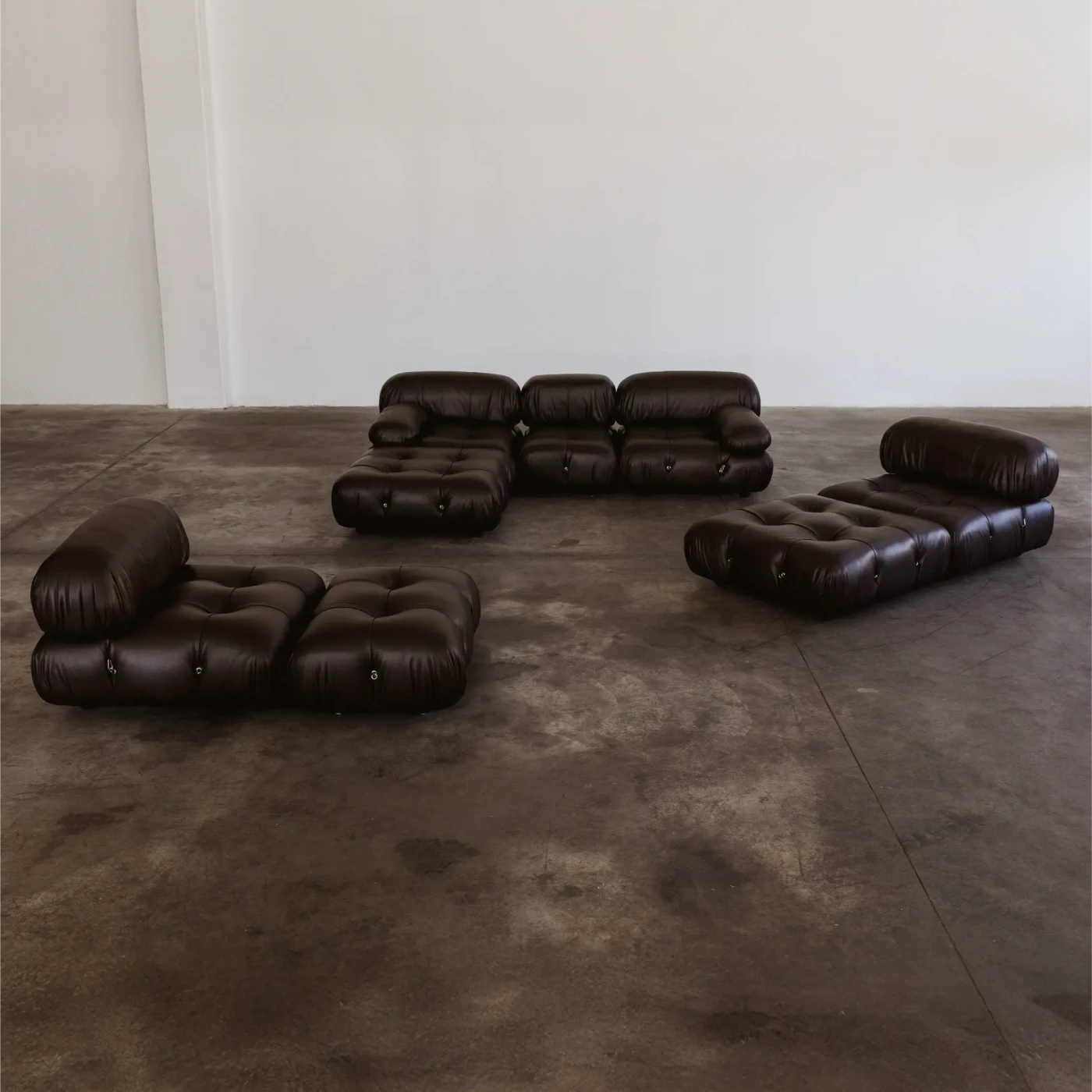 Mario Bellini "Camaleonda" Sofa for B&B Italia, Dark Brown Leather, 1970, Set of 8, 1970