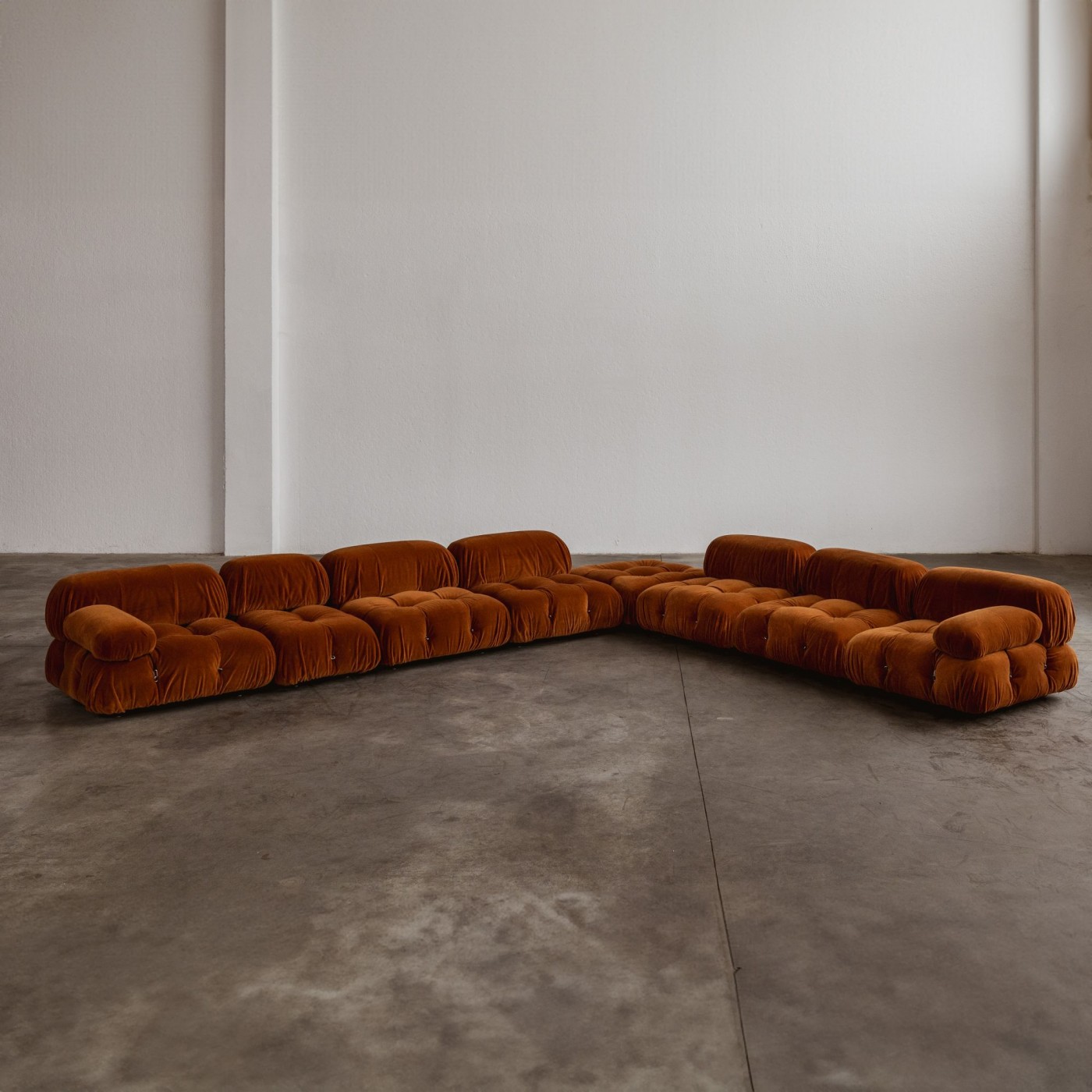 Mario Bellini "Camaleonda" Sofa for B&B Italia, Rust Brown Velvet, 1970, Set of 8, 1970