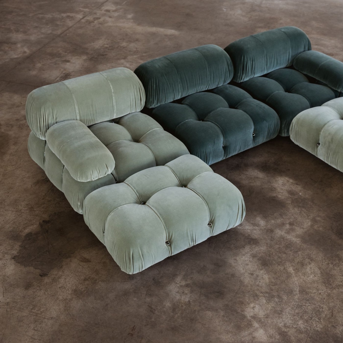 Mario Bellini "Camaleonda" Sofa for B&B Italia, Two-tone Velvet, 1970, Set of 8, 1970s