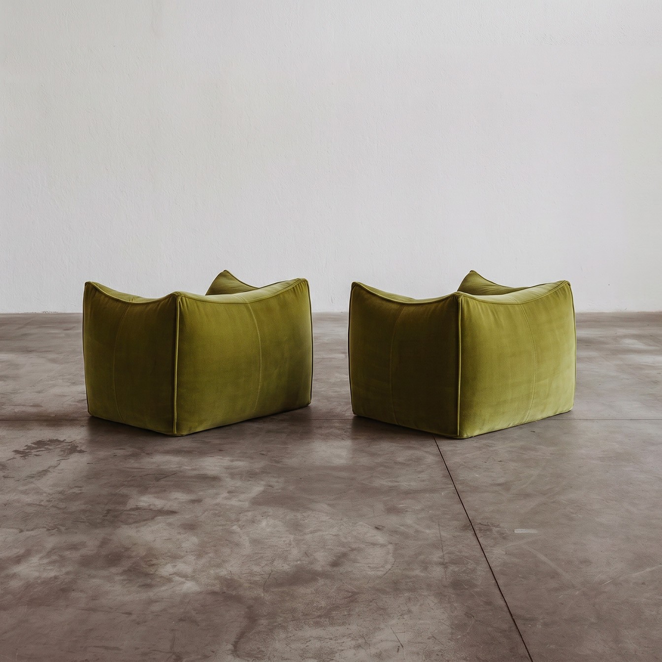 Mario Bellini "Le Bambole" Armchairs for B&B Italia, Olive Green Velvet, 1971, Set of 2, 1971