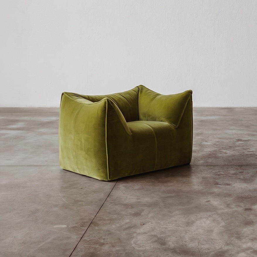 Mario Bellini "Le Bambole" Armchairs for B&B Italia, Olive Green Velvet, 1971, Set of 2, 1971