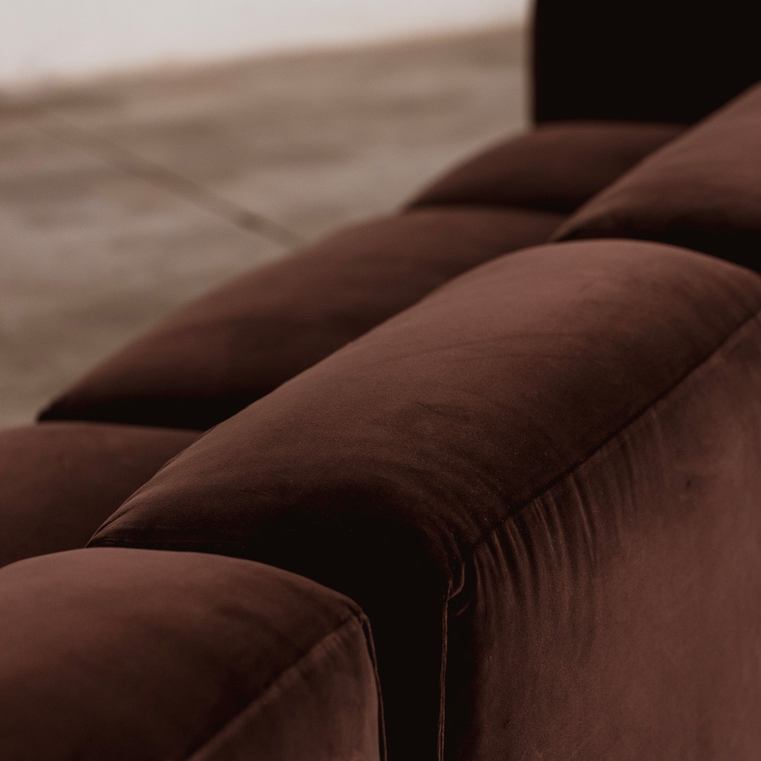Mario Bellini “Le Mura” Modular Sofa for Cassina, Dark Brown Velvet, 1972, Set of 5, 1972